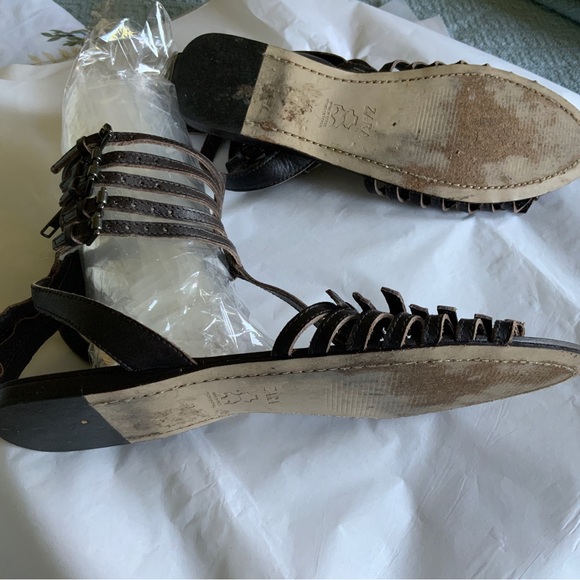 ZARA brown flat summer Sandals with small buckles. Ankle high.zipper at … - Picture 5 of 6